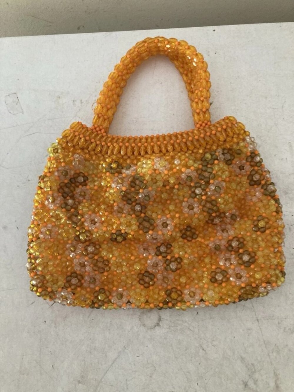 VTG WALBORG Gold Beaded Evening Bag Clutch Hand Made in Hong Kong 1950s Glam